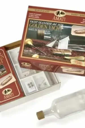 Amati 1:300 Yacht D'Oro houten modelbouw boot in fles Finale Uitverkoop