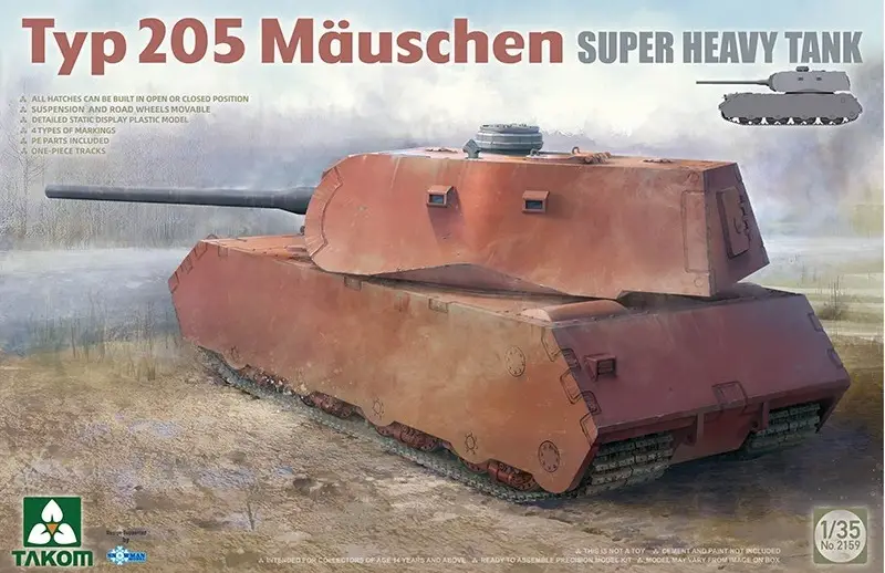 Takom 1:35 Typ 205 Mauschen Super Heavy Tank - modelbouw Beperkt Aanbod