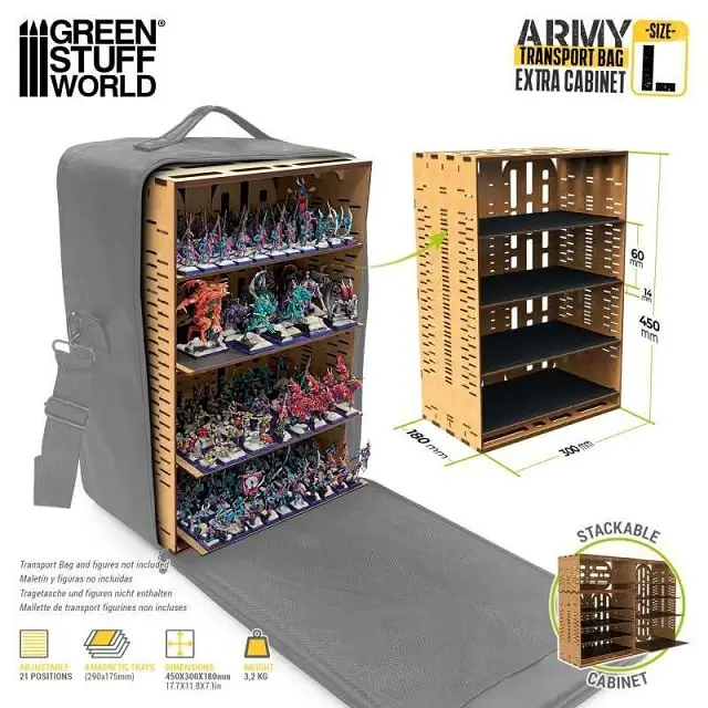 Weekendaanbieding Green stuff world ARMY TRANSPORT BAG - EXTRA CABINET L #12129