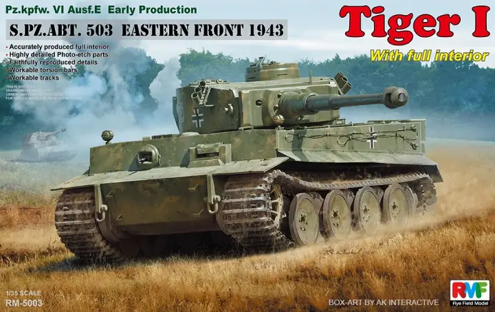Direct Beschikbaar Rye Field Model 1:35 Tiger I Early Production + Interior - modelbouw