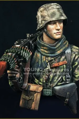 Bestseller Young Miniatures 1:10 Waffen Ss Young Machine Gunner 1944 - modelbouw