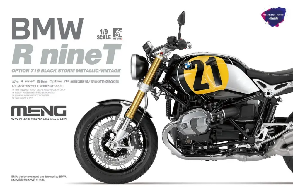 Lage Kosten Meng 1:9 Bmw R Nine T Option 719 Black Storm Pre-Colored Edition - modelbouw
