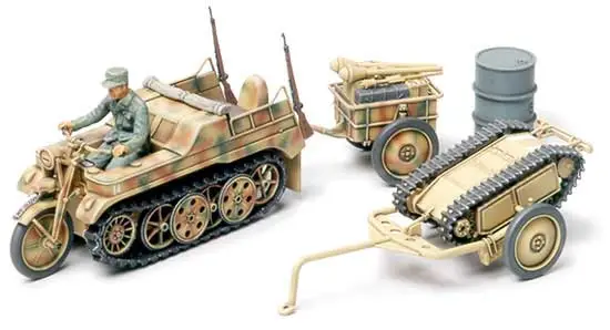Beperkte Voorraad Tamiya 1:48 Kettenkraftrad With Infantry Cart &Amp; Goliath Demolition Vehicle - modelbouw