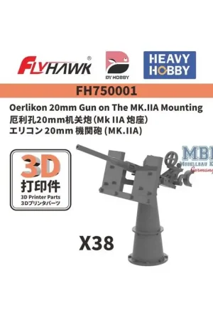 Uitverkoop Oerlikon 20mm Gun on MK.IIA Mounting (3D Print)