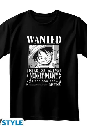 ONE PIECE - Unisex black t-shirt - Wanted Luffy NB Laatste Versie