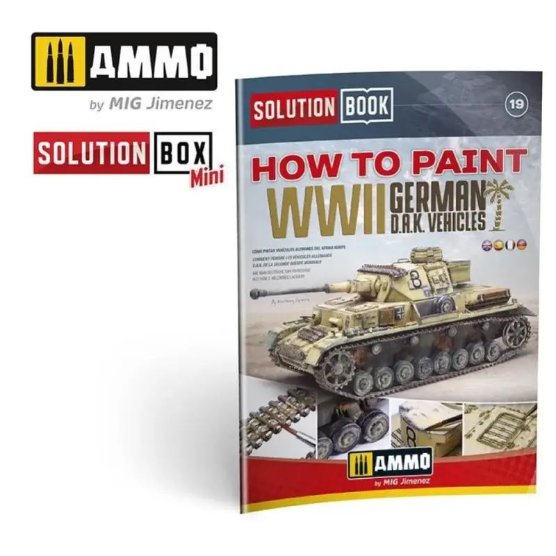 Boek AMMO OF MIG: SOLUTION BOOK 19 - How to Paint WWII German D.A.K .Vehicles – MULTILINGUAL BOOK Voordeelprijs
