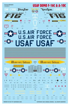 Koop Online USAF Demo Lockheed-Martin F-16C & A-10C Markings for the 2024 USAF Viper Demo in retro YF-16 scheme, and USAF demo A-10C 'Memphi