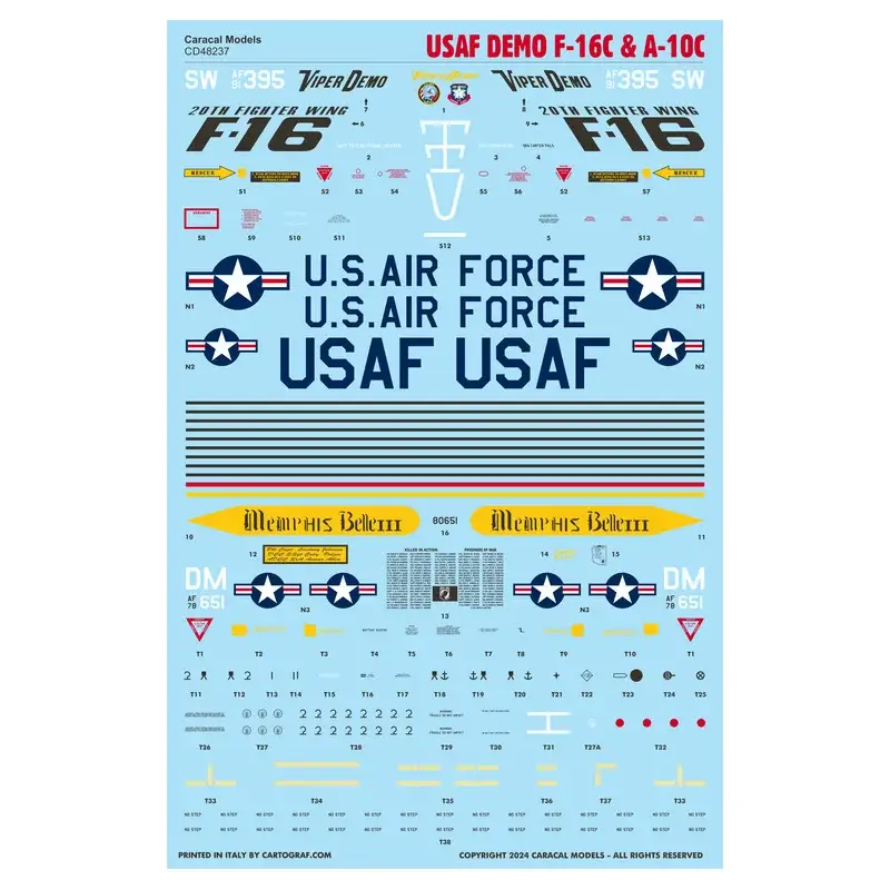 Koop Online USAF Demo Lockheed-Martin F-16C & A-10C Markings for the 2024 USAF Viper Demo in retro YF-16 scheme, and USAF demo A-10C 'Memphi