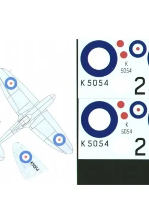 Aanbieding Sticker Prototype Supermarine Spitfire Supermarine Spitfire K5054 numbered 2 at RAF Pageant, Hendon 1936 overall pale blue Sheet