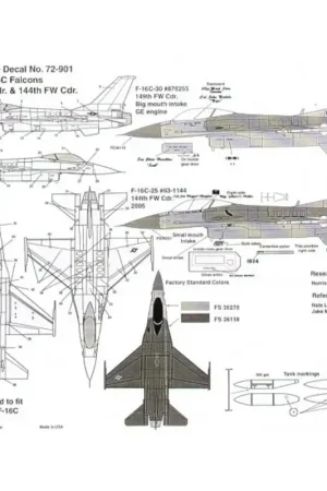 Goedkoop Sticker Lockheed Martin F-16C (2) 87-0225/SA 149FW flagship ′Lone Star Gunfighters′ 83-1144 144FW flagship California ANG