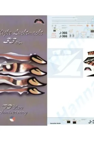 Sticker General Dynamics F-16A Fighting Falcon (1) Royal Netherlands Air Force J-366 313rd Squadron 50th Anniversary 2004 Tiger Snelle Levering