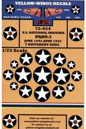 Sticker US National Insignia 1942-43 White Star without red centre Pt 3. 7 sizes 25 30 35 40 45 50 55 60 Koopje