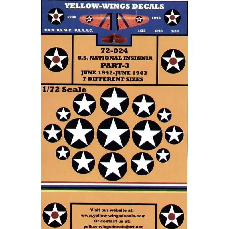 Sticker US National Insignia 1942-43 White Star without red centre Pt 3. 7 sizes 25 30 35 40 45 50 55 60 Koopje