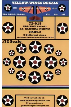 Direct Verzonden Sticker US National Insignia Pre-WWII 1919-1942 Pt 2. White Star with red centre. 9 sizes 20 24 30 32 36 45 50 54 56.