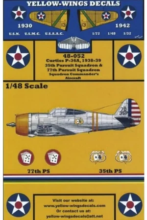 Sticker USAAC Curtiss P-36/P-36A Decal Beste Prijs
