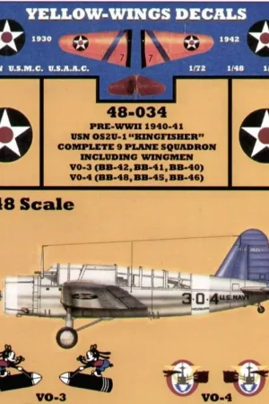 Sticker Vought OS2U-1 Kingfisher. 1940/41 9 plane Squadron including Wingmen from VO-3 USS Idaho USS Mississippi and USS New Max Favoriet