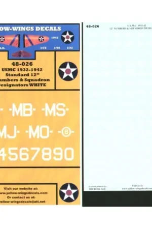 Op = Op Sticker USMC Squadron Designators and Standard 12 Numbers White Decal