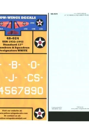 Sticker USN Squadron Designators and Standard 12 Numbers White Decal Weekendaanbieding