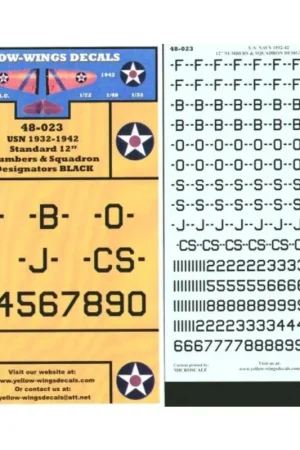 Gratis Retour Sticker USN Squadron Designators and Standard 12 Numbers Black Decal