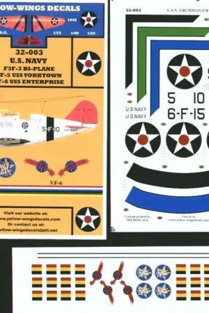 Speciale Aanbieding Sticker Grumman F3F (3) 1454 5-F-7 3rd Section Leader 1451 5-F-10 4th Section Leader both VF-5 USS Yorktown CV-5 1451 6-F-15 3rd