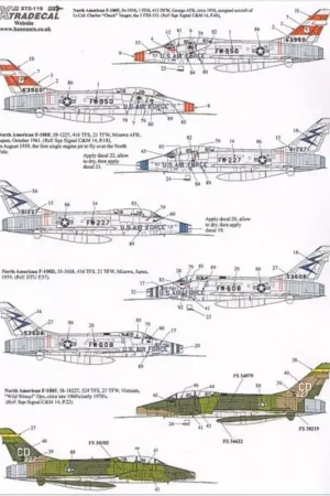 Sticker North American F-100D Super Sabre/North American F-100F Super Sabre Two Seat Part 2 (8) North American F-100F 56-3950 1F Snelle Levering