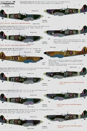 Sticker Supermarine Spitfire Mk.IXc (9) BS353 AE-G Norman Keene EN358 AE-B Ian Keltie later Wg.Cdr.Jonnie Johnson. Both 402 (RCA Lage Prijs