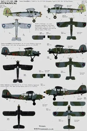 Sticker FAA 815 RNAS 1942-2009 (11) Fairey Swordfish L7648/X NAS Heliopolis HS180 S6-B NAS Dekhelia both Egypt 1942 Albacore I X Veilige Betaling