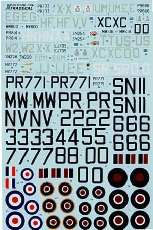 Sticker Hawker Tempest Mk.II and Mk.V (11) Mk.II PR733 EG-X 16 Squadron Fl.Lt R.Mooney Fassberg 1947 PR666 UM-E 152 Squadron Pak Bestseller