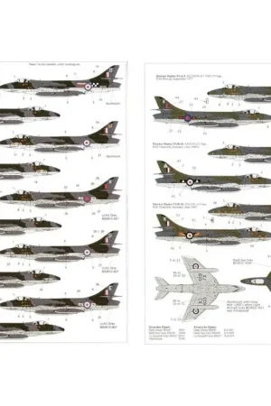 Superprijs Sticker Hawker Hunter FGA.9/FR.10 (7 Squadrons 3 a/c) XE552/M 54 Squadron D/8/43 Squadrons R/229OCU/79 Squadron all r/w/b rounde