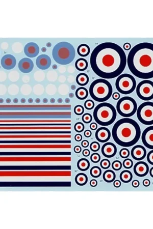 Sticker RAF Post War D Type roundels 84 66 54 48 36 30 24 18 and rudder stripes plus Low Viz pink and pale blue National Insigni Betrouwbaar