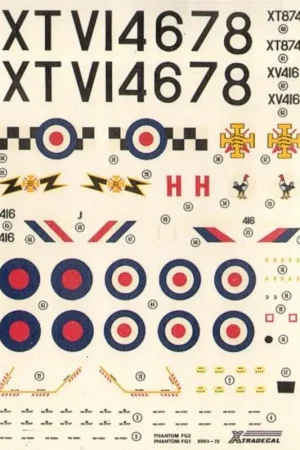 Sticker Phantom FG.1/Phantom FGR.2 (2) 43 Squadron XT874/J 111 Squadron XT416/H. Both Camouflaged Rechtstreeks Van De Fabrikant