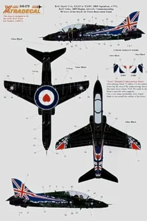 Sticker Bae Hawk T.1 (1) XX245 or XX301 208(R) Squadron 2009 Display aircrafttCommemorating 90 Years of the RAF Benevolent Fund. Gereduceerde Prijs