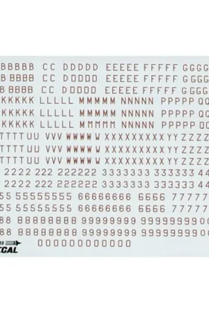 Sticker RAF WWII Bomber Serial Letters and Numbers 8 red (RAF codes/RAF code letters/RAF serial numbers) Direct Verzonden