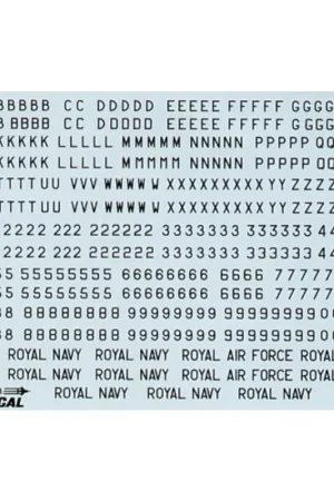 Sticker RAF Black Letters Numerals 468 & 12and Titles for Royal Air Force Royal Navy Army Air Support Command etc double sheet Shop Nu