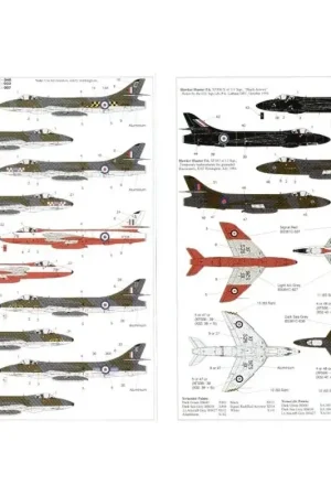 Sticker Hawker Hunter F.6 (7 Squadrons 4 a/c) XF383 12 Squadron wrap round camouflage XF526/C 56 Squadron C/63 Squadron 78/4 FTS Lage Prijs