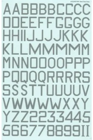 Gecertificeerd Sticker Medium Sea Grey RAF 18 & 24 Code Letters & Numbers (RAF codes/RAF code letters/RAF serial numbers)