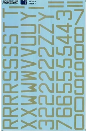 Uitverkoop Sticker RAF Code Letters and Numbers 30 Sky Double sheet Decal