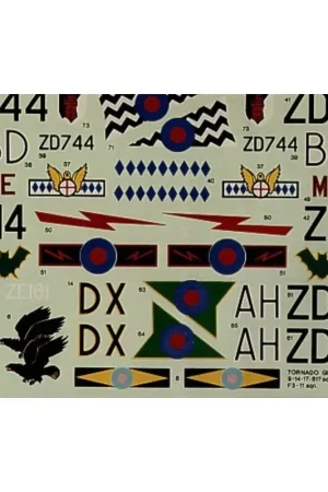 Sticker Panavia Tornado GR.1/F3 (5) GR.1 9 Squadron ZD709/AH 14 Squadron ZD744/BD 17 Squadron ZA744/CH 617Squadron ZA614/ME F3 1 Betaalbaar