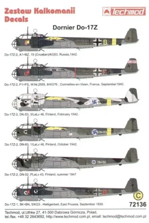 Beste Prijs Sticker Dornier Do 17Z (6) A1+BZ 15 (Croatian)KG53 Russia 1942 F1+FS 8/KG76 France 1940 5K-BN 5/KG3 East Prussia 1938 DN-53 3/Le