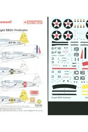 Sticker Vought SB2U Vindicator (5) VF-2 San Diego July 1939 1-MF-19 Bomur Field 1938 3-B-1 VB-3 USS Saratoga 1938 3-B-10 VB-3 US Direct Beschikbaar