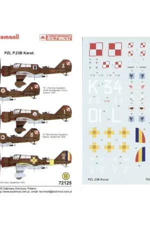 Sticker PZL P.23A/B Karas (5) Choice of four Polish and one Romanian Decal Dagaanbieding