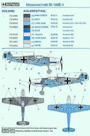 Sticker Messerschmitt Bf 109E-4 (5) Wr 5819 JG 26 Adolph Galland Stab.III/JG 1 Reinhard Heydrich 9./JG 26 Yellow 1 Gerhardt Scho Nu Kopen