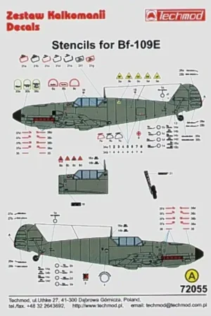 Favoriet Sticker Messerschmitt Bf 109E Stencils for 2 aircraft Decal