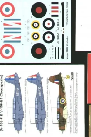 Sticker Vought SB2U Vindicator/Chesapeake (3) V-156-F AB1-6 and AB1-12 Both Escadrille AB1 1939-40 overall matt blue/grey V-156- Laatste Versie