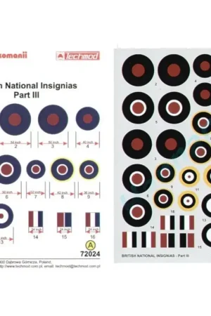 Korting Sticker National Insignia/Roundels & Fin Flashes suitable for Hawker Typhoon North American B-25 Mustang III