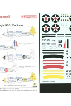 Express Levering Sticker Vought SB2U Vindicator (5) All USN yellow-wings. 2-F-19 VF-2 yellow tail NAS North Island 3-B-10 VB-3 White tail black f