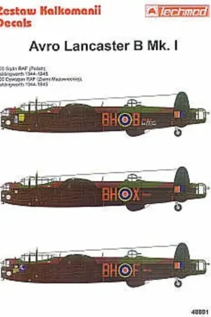 Sticker Avro Lancaster B I (3) PB705 BH-B Yak Bus PA262 BH-X ME470 BH-F all from 300 (Polish) Sqd RAF Faldingworth 1944-45. Smal Express Levering