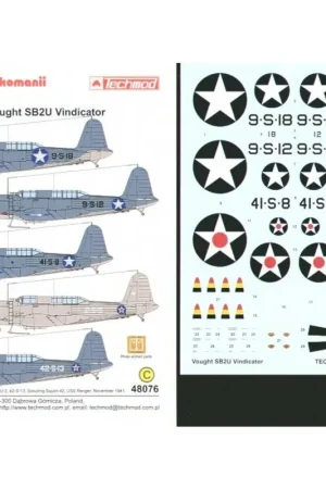 Betrouwbaar Sticker Vought SB2U Vindicator (5) 9-S-18 and 9-S-12 both VS-9 USS Charger 1942 41-S-8 VS-41 USS Ranger 1941 2-S-6 VMS-2 MCAS Ev
