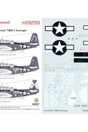 Gecertificeerd Sticker Grumman TBM-3 Avenger (3) White 84 VC-88 USS Saginaw Bay (CVE-94) White D87 VT-40 USS Suwannee (CVE-27) white 309 VT-83