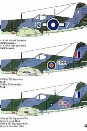 Laatste Versie Sticker Vought F4U-1A (3) JT634 13-7/P 1834 Squadron HMS Victorious Pacific JT238 3BB 738 Squadron JT260 P54 757 Squadron HMS Un